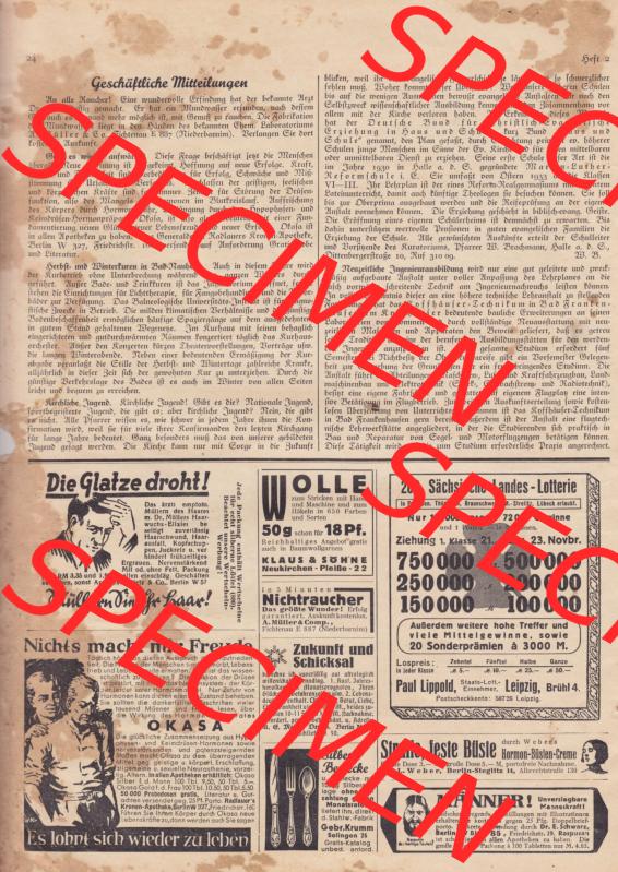 Weimarer Republik Zeitschrift Welt und Haus 1932, 32. Jahrgang, Heft Nr. 2, vom 8. Oktober 1932, Letzte Seite 24, Digitales Bild einer Seite der Welt... Sammlung