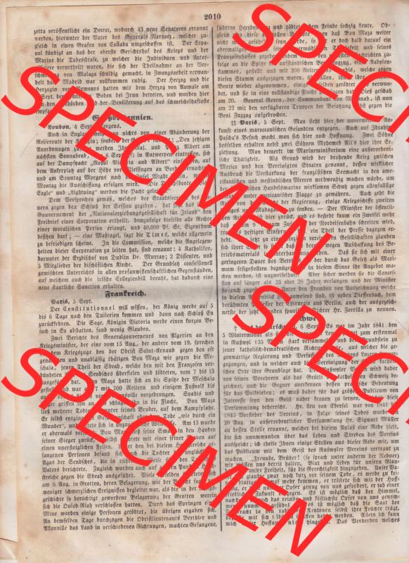 Deutscher Bund und „Heilige Allianz“, Allgemeine Zeitung 1845, Zeitschrift 252, vom 9. September 1845, Seite 2010 Sammlung