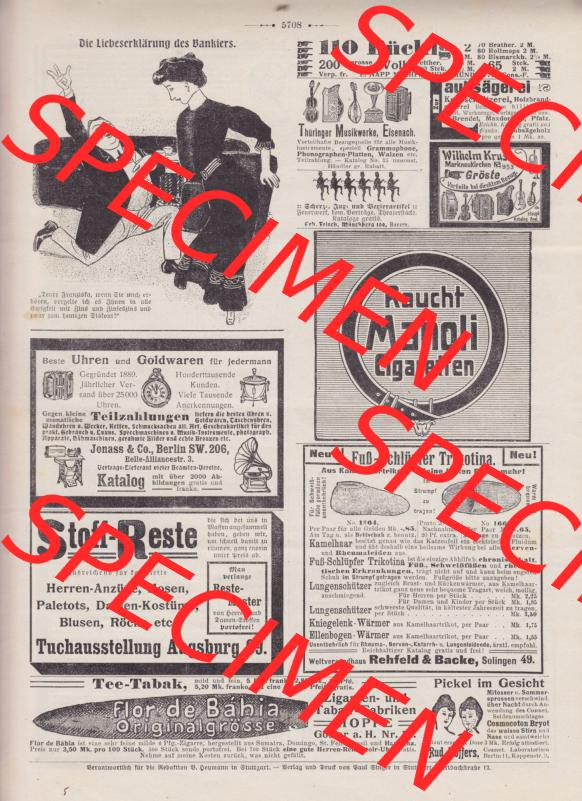 Der wahre Jacob 1908, Satire-Zeitschrift Blatt 562, Seite 5708, Die Liebeserklährung des Bankiers, Karikatur und Werbeanzeigen aus dem Kaiserreich Sammlung