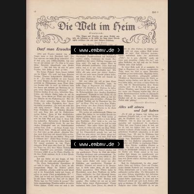 Weimarer Republik Zeitschrift Welt und Haus 1932, 32. Jahrgang, 19. November 1932, Heft Nr. 8. Seite 18, Die Welt im Heim, mit Darf man Erwachsene... Sammlung