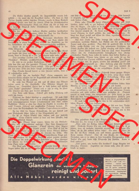Weimarer Republik Zeitschrift Welt und Haus 1932, 32. Jahrgang, 19. November 1932, Heft Nr. 8. Seite 16, Werbung, Werbeanzeige, Glanzrein... Sammlung