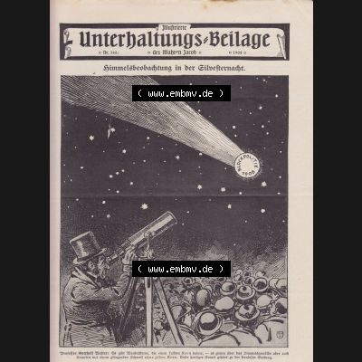 Der wahre Jacob 1908, Satire-Zeitschrift Blatt 560, Seite 5673, Unterhaltungs-Beilage - Himmelsbeobachtungen in der Silvesternacht Sammlung