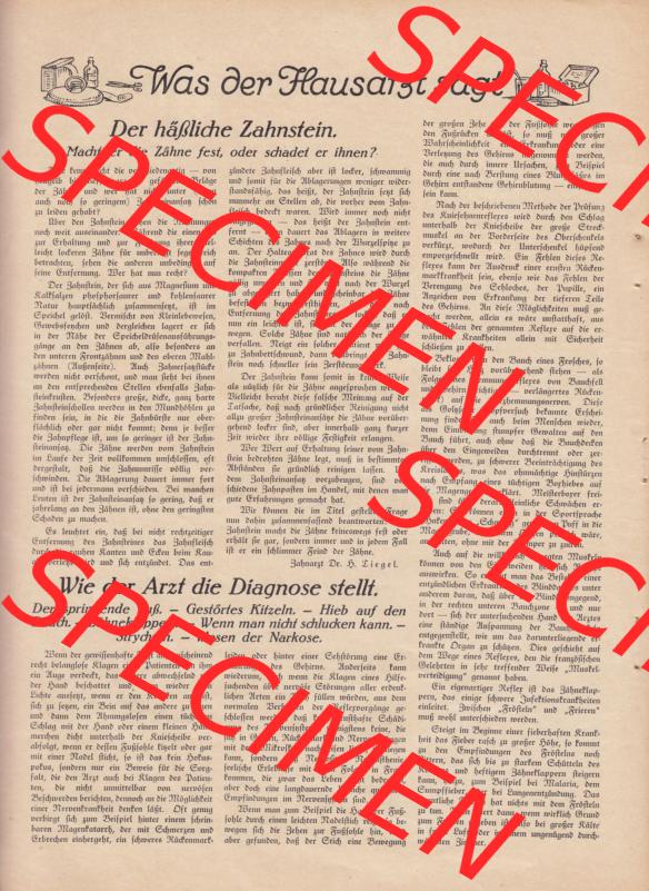 Weimarer Republik Zeitschrift Welt und Haus 1932, 32. Jahrgang, 12. November 1932, Heft Nr. 7. Seite 20, Was der Hausarzt sagt, Der häßliche... Sammlung