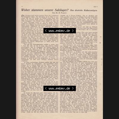 Weimarer Republik Zeitschrift Welt und Haus 1932, 32. Jahrgang, 19. November 1932, Heft Nr. 8. Seite 10, Zeitung-Artikel Woher stammen unsere Salzlager... Sammlung