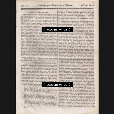 Deutscher Bund und „Heilige Allianz“, Allgemeine Zeitung 1845, Nr. 257. vom Sonntag den 14. September 1845, Beilage zur Allgemeinen Zeitung,... Sammlung