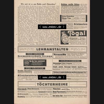 Weimarer Republik Zeitschrift Welt und Haus 1932, 32. Jahrgang, 19. November 1932, Heft Nr. 8. Cover Innenseite der Rückseite Sammlung