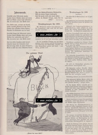 Der wahre Jacob 1908, Satire-Zeitschrift Blatt 560, Seite 5674, Jahreswende, Der geleimte Block, Prophezeiungen für 1908 Sammlung
