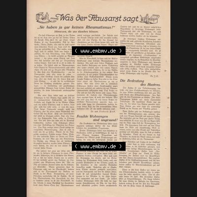 Weimarer Republik Zeitschrift Welt und Haus 1932, 32. Jahrgang, 19. November 1932, Heft Nr. 8. Seite 20, Was der Hausarzt sagt ...... Sammlung