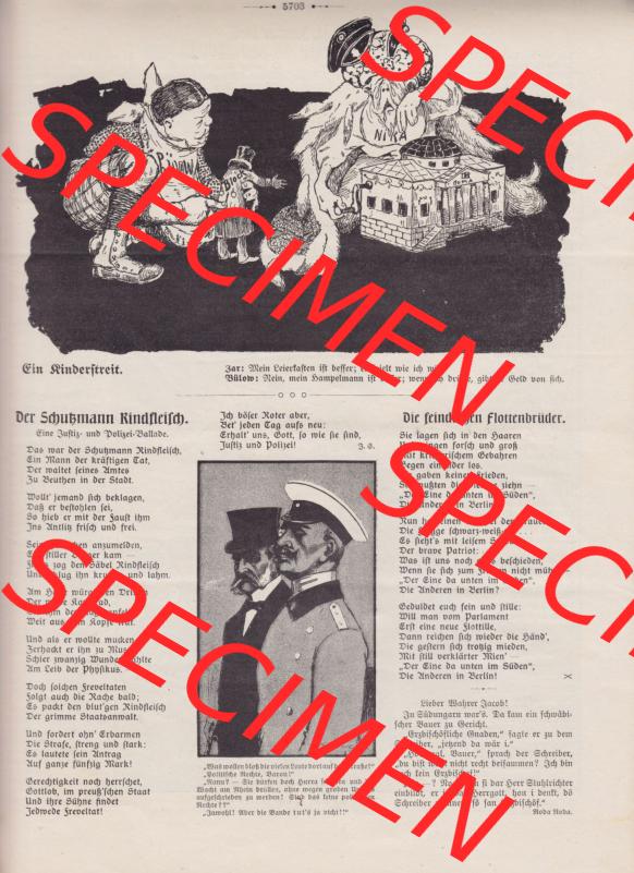 Der wahre Jacob 1908, Satire-Zeitschrift Blatt 562, Seite 5703, Ein Kinderstreit, Der Schutzmann Rindfleisch Sammlung