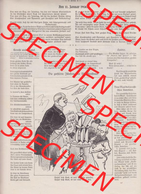Der wahre Jacob 1908, Satire-Zeitschrift Blatt 562, Seite 5704, Am 12. Januar 1908, Gerecht und Gesund, Die zerstörte Illusion des Blockfreisinns Sammlung