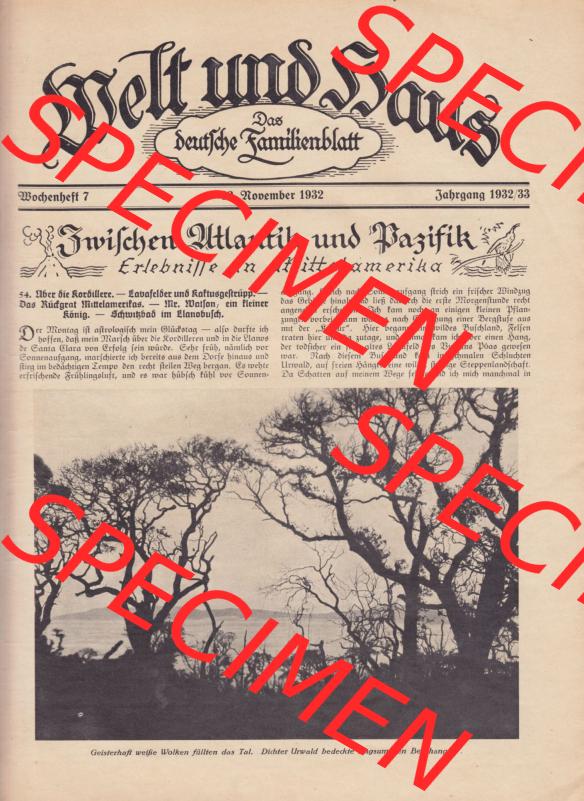 Weimarer Republik Zeitschrift Welt und Haus 1932, 32. Jahrgang, 12. November 1932, Heft Nr. 7. Seite 1 Sammlung