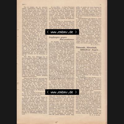Weimarer Republik Zeitschrift Welt und Haus 1932, 32. Jahrgang, 12. November 1932, Heft Nr. 7. Seite 21, Impfungen gegen Rheumatismus Sammlung