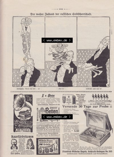 Der wahre Jacob 1908, Satire-Zeitschrift Blatt 560, Seite 5682, Der wahre Zustand der russischen Selbstherlichkeit Sammlung
