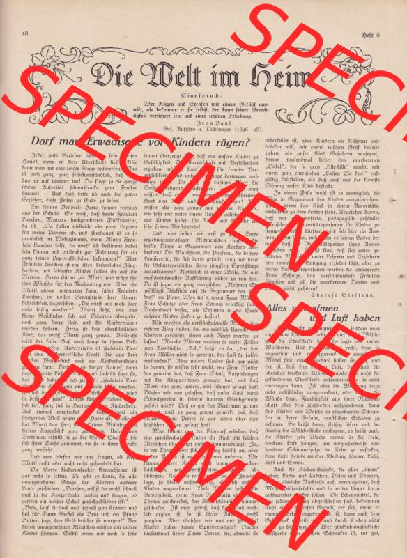Weimarer Republik Zeitschrift Welt und Haus 1932, 32. Jahrgang, 19. November 1932, Heft Nr. 8. Seite 18, Die Welt im Heim, mit Darf man Erwachsene... Sammlung