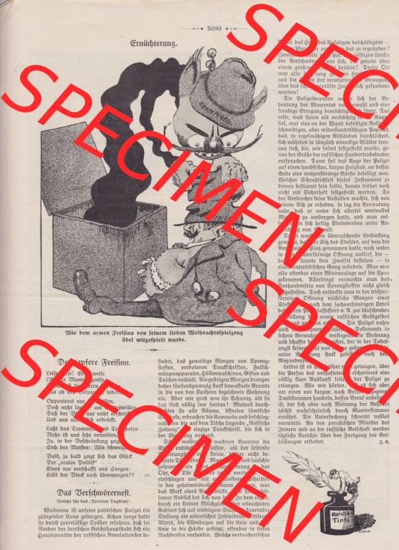 Der wahre Jacob 1908, Satire-Zeitschrift Blatt 560, Seite 5680, Ernüchterung, Wie dem armen Freisinn von feinem Leben Weihnachtsspielzeug übel mitgespielt wurde Sammlung