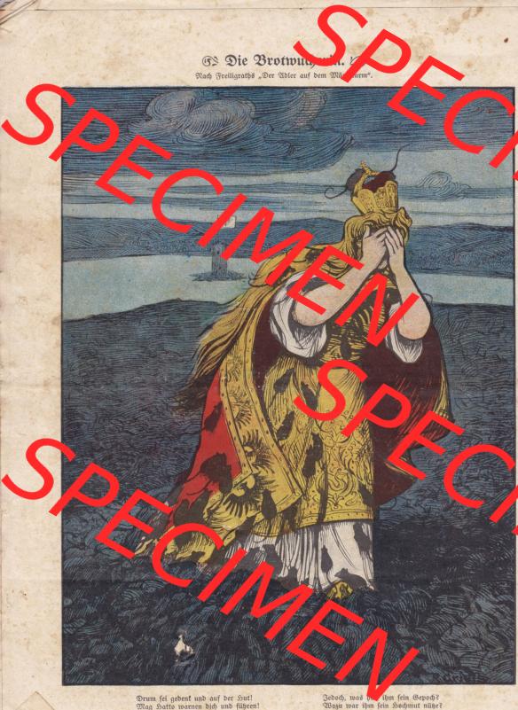 Der wahre Jacob 1908, Satire-Zeitschrift Blatt 560, Seite 5672, Die Brotwucherin, Farbige Rückseite des Heftes Sammlung