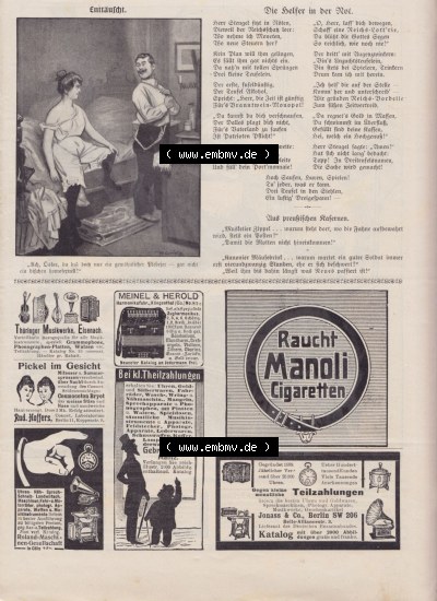 Der wahre Jacob 1908, Satire-Zeitschrift Blatt 560, Seite 5683, Enttäuscht, und der Helfer in der Not und Werbeanzeigen Sammlung