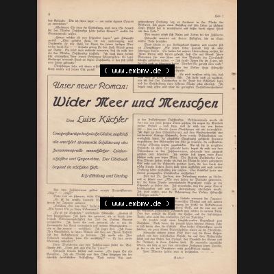 Weimarer Republik Zeitschrift Welt und Haus 1932, 32. Jahrgang, 12. November 1932, Heft Nr. 7. Seite 8, Unser neuer Roman - Wider Meer und Menschen von... Sammlung