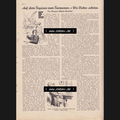 Zeitschrift Welt und Haus 1932 Heft 9 von 26. November 1932, Seite 11, Wie Dichter arbeiten - Auf dem Pegasus zum Parnassus Sammlung