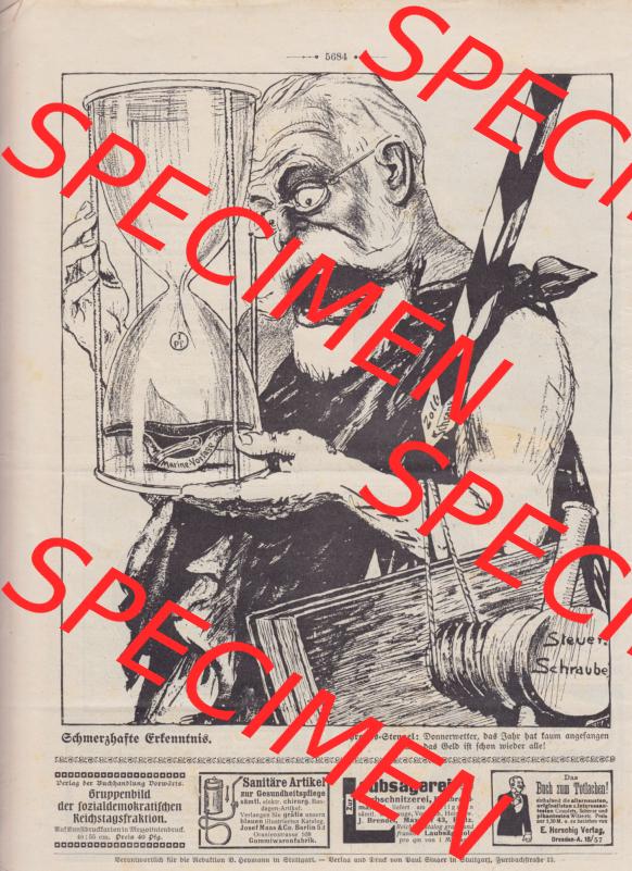 Der wahre Jacob 1908, Satire-Zeitschrift Blatt 560, Seite 5684, Schmerzhafte Erkenntnis, Donnerwetter, dass Jahr hat kaum angefangen und das Geld ist schon wieder alle!! Sammlung