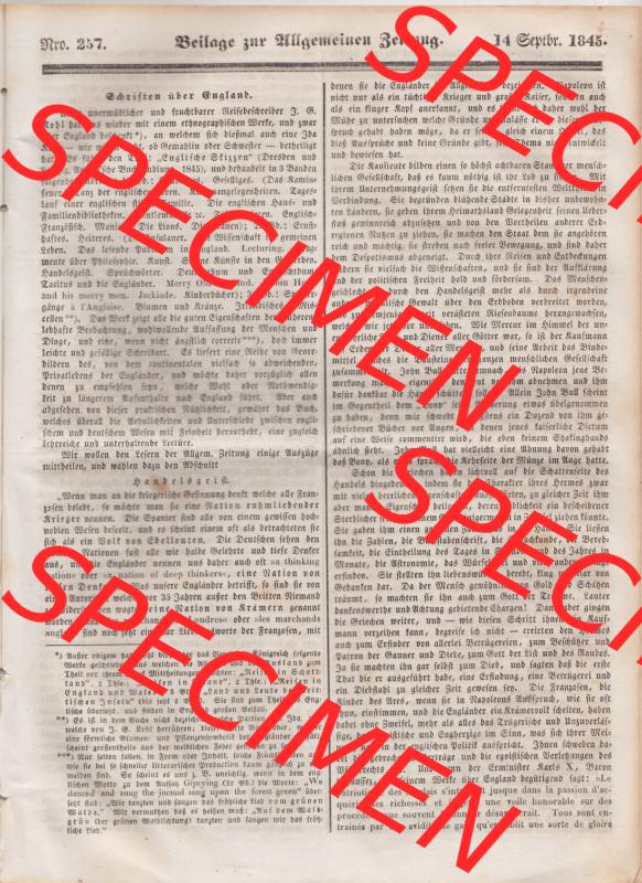 Deutscher Bund und „Heilige Allianz“, Allgemeine Zeitung 1845, Nr. 257. vom Sonntag den 14. September 1845, Beilage zur Allgemeinen Zeitung,... Sammlung