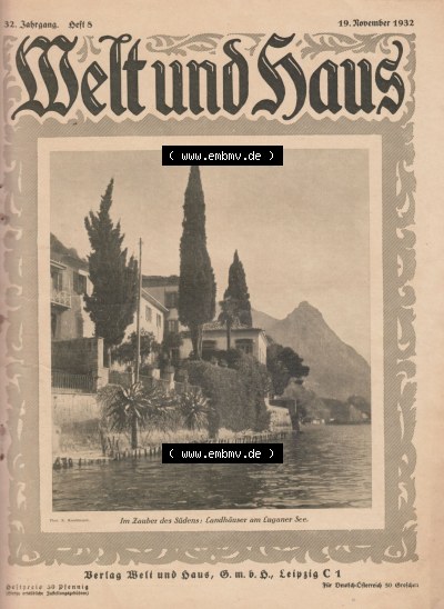 Welt und Haus 1932, Cover / Titelblatt Sammlung