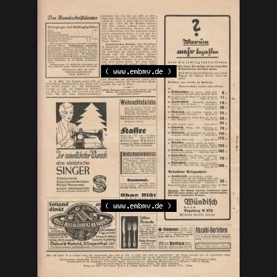 Weimarer Republik Zeitschrift Welt und Haus 1932, 32. Jahrgang, 19. November 1932, Heft Nr. 8. Cover - Rückseite Sammlung
