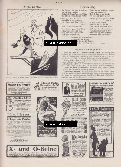 Der wahre Jacob 1908, Satire-Zeitschrift Blatt 562, Seite 5706, Der Weg ins Blaue, Satire - Unverständlich und Briefkasten für... Sammlung