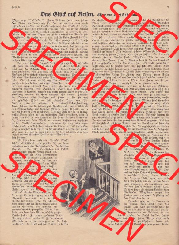 Weimarer Republik Zeitschrift Welt und Haus 1932, 32. Jahrgang, 19. November 1932, Heft Nr. 8. Seite 9, Das Glüd auf Reifen, Skize von Kurt... Sammlung