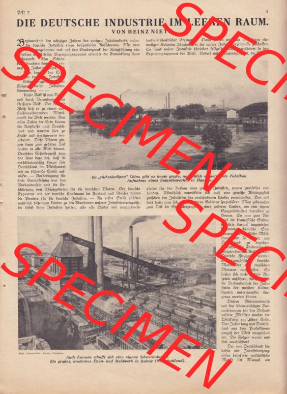 Weimarer Republik Zeitschrift Welt und Haus 1932, 32. Jahrgang, 12. November 1932, Heft Nr. 7. Seite 9, Artikel Die Deutsche Industrie im Leeren Raum,... Sammlung
