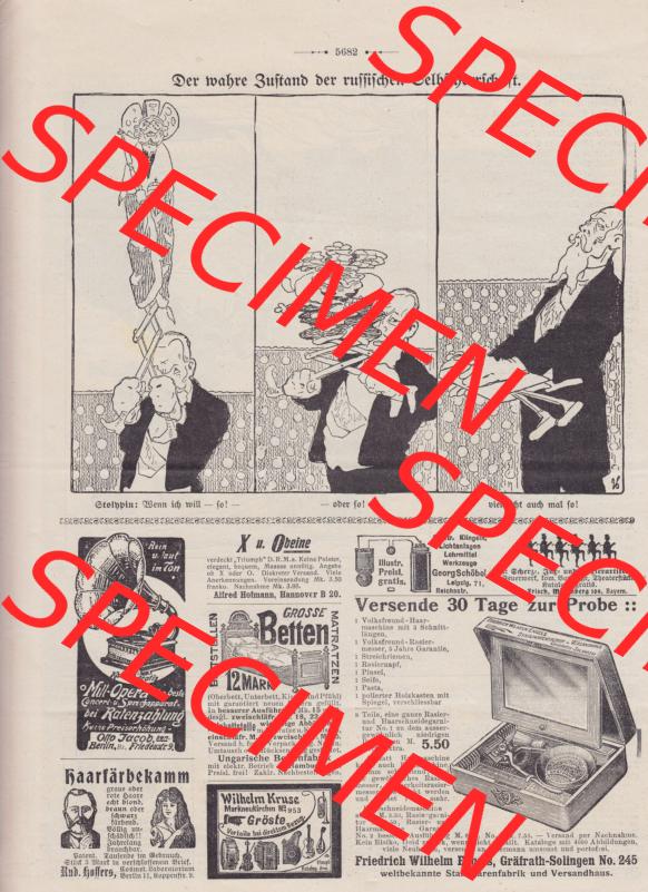 Der wahre Jacob 1908, Satire-Zeitschrift Blatt 560, Seite 5682, Der wahre Zustand der russischen Selbstherlichkeit Sammlung