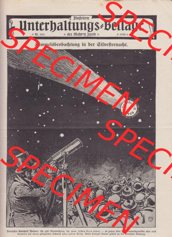 Der wahre Jacob 1908, Satire-Zeitschrift Blatt 560, Seite 5673, Unterhaltungs-Beilage - Himmelsbeobachtungen in der Silvesternacht Sammlung