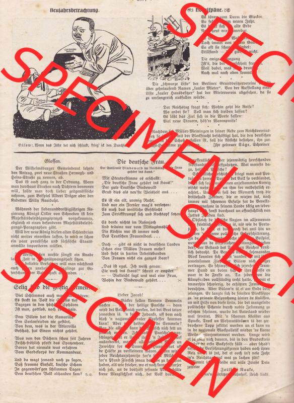Der wahre Jacob 1908, Satire-Zeitschrift Blatt 560, Seite 5671, Neujahrsbetrachtung - Die deutsche Frau und Selig sind die geistig Armen! Sammlung
