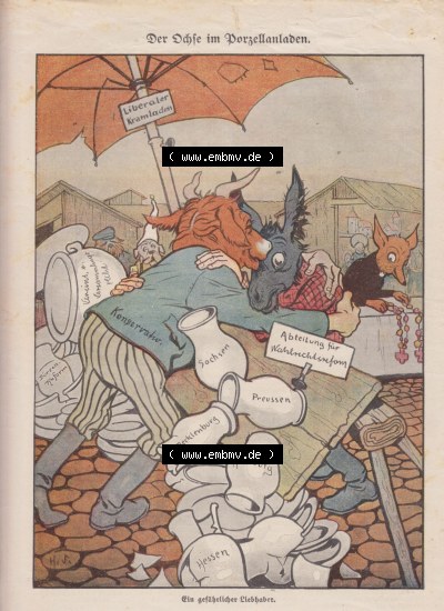 Der wahre Jacob 1908, Satire-Zeitschrift Blatt 561, Seite 5688, Der Ochse im Porzellanladen, Karikatur im Deutschen Kaiserreich Sammlung