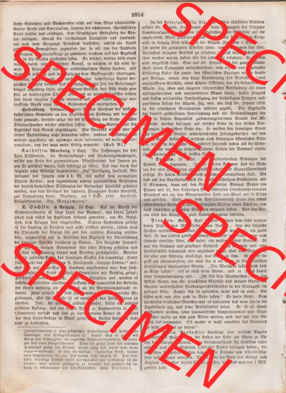 Deutscher Bund und „Heilige Allianz“, Allgemeine Zeitung 1845, Nr. 257. vom Sonntag den 14. September 1845, Seite 2054, Artikel über... Sammlung