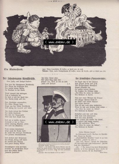 Der wahre Jacob 1908, Satire-Zeitschrift Blatt 562, Seite 5703, Ein Kinderstreit, Der Schutzmann Rindfleisch Sammlung
