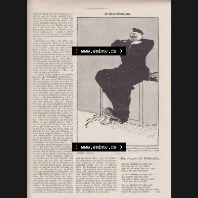 Der wahre Jacob 1908, Satire-Zeitschrift Blatt 566, Seite 5759, Gerichtsverwandlung, Satirischer Artikel mit Bild, Satire Zeitung vom 31. März 1908 Sammlung