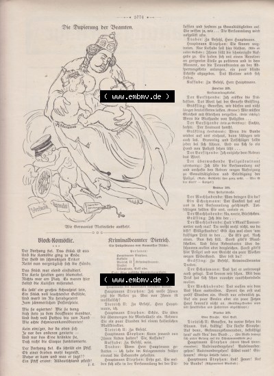 Der wahre Jacob 1908, Satire-Zeitschrift Blatt 567, Seite 5774, Die Düpierung der Beamten, Block-Komödie, Kriminalbeamter Dietrich,... Sammlung