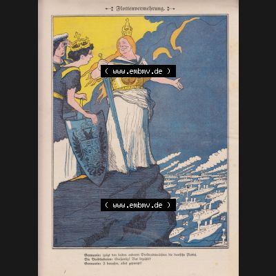 Der wahre Jacob 1908, Satire-Zeitschrift Blatt 568, Seite 5788, Flotten-vermehrung, mit Germania-Karikatur, vom 28. April 1908, Satire vom deutschen Kaiserreich Sammlung