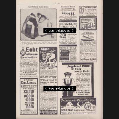 Der wahre Jacob 1908, Satire-Zeitschrift Blatt 568, Seite 5799, Der Modernist in der Küche und Werbeanzeigen im Wahren Jacob, vom 28. April 1908 Sammlung