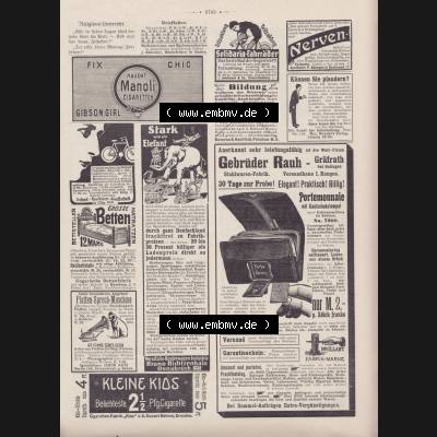Der wahre Jacob 1908, Satire-Zeitschrift Blatt 566, Seite 5765, Werbeanzeigen beim wahren Jacob 1908, Satire Zeitung vom 31. März 1908 Sammlung