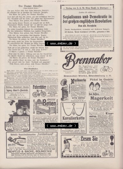 Der wahre Jacob 1908, Satire-Zeitschrift Blatt 568, Seite 5797, Der Deutsche Kürassier und Werbeanzeigen im Jacob, vom 28. April... Sammlung