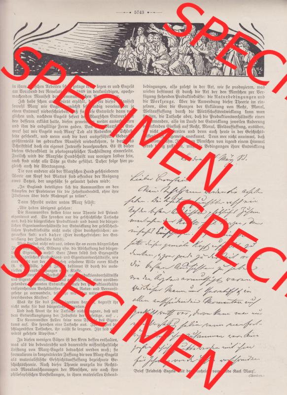 Der wahre Jacob 1908, Satire-Zeitschrift Blatt 565, Seite 5743, Marx-Gedenkblatt, Karl Marx und sein Lebenswerk, politische Satire-Zeitschrift vom 17. März 1908 Sammlung