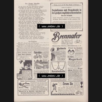 Der wahre Jacob 1908, Satire-Zeitschrift Blatt 568, Seite 5797, Der Deutsche Kürassier und Werbeanzeigen im Jacob, vom 28. April 1908 Sammlung