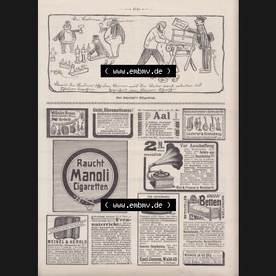 Der wahre Jacob 1908, Satire-Zeitschrift Blatt 564, Seite 5733, Aus Schorschis Skizzenbuch und Werbeanzeigen, Satirische Zeitung vom 3. März 1908 Sammlung