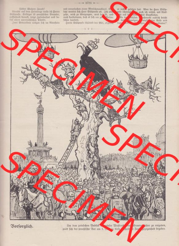 Der wahre Jacob 1908, Satire-Zeitschrift Blatt 568, Seite 5791, Vorsorglich, Deutscher Adler im Kaiserreich, vom 28. April 1908 Sammlung