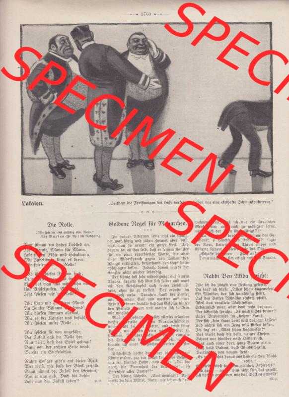 Der wahre Jacob 1908, Satire-Zeitschrift Blatt 566, Seite 5760, Latein, Seitdem die Freifinnigen bei Hofe verehren, haben wir eine edelhafte Schutz-konkurenz, Satire... Sammlung