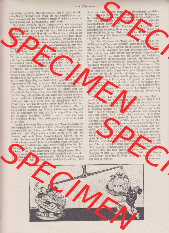 Der wahre Jacob 1908, Satire-Zeitschrift Blatt 565, Seite 5746, Marx-Gedenkblatt, Karl Marx und sein Lebenswerk, politische Satire-Zeitschrift vom 17. März 1908 Sammlung