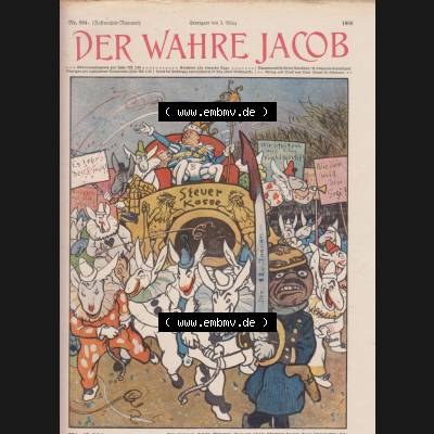Der wahre Jacob 1908, Satire-Zeitschrift Blatt 564, Seite 5721, Cover - Titelblatt, mit Untertitel Blockfasching, Satirische Zeitung vom 3. März 1908 Sammlung