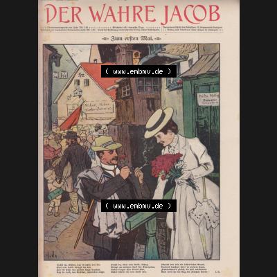 Der wahre Jacob 1908, Satire-Zeitschrift Blatt 568, Seite 5785, Cover - Titelblatt, Zum ersten Mai, vom 28. April 1908, Satire vom deutschen Kaiserreich Sammlung
